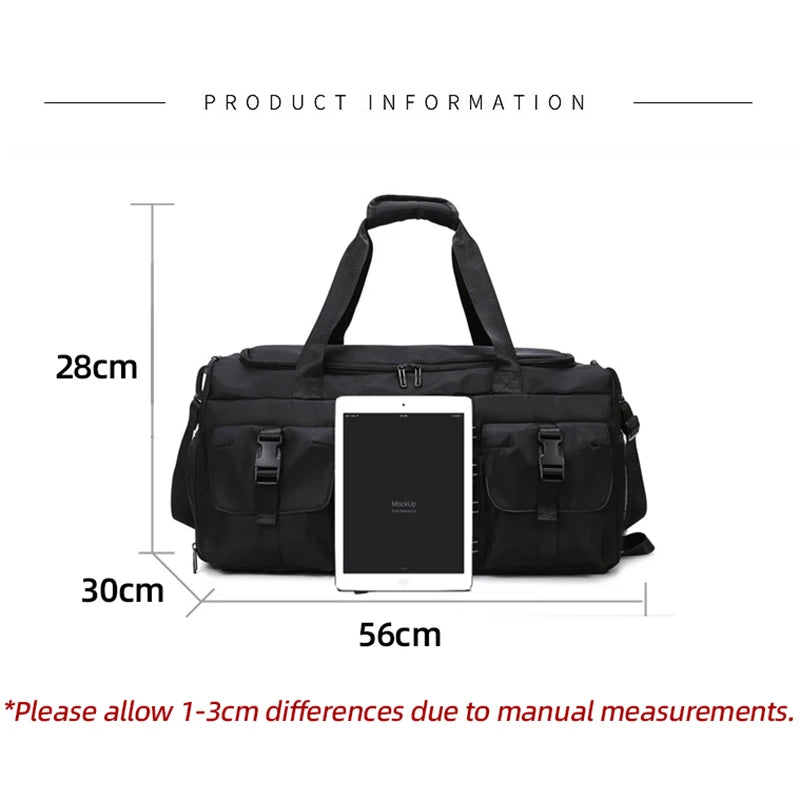 20-35l nylon large capacity travel duffel bag with multiple pockets - product image