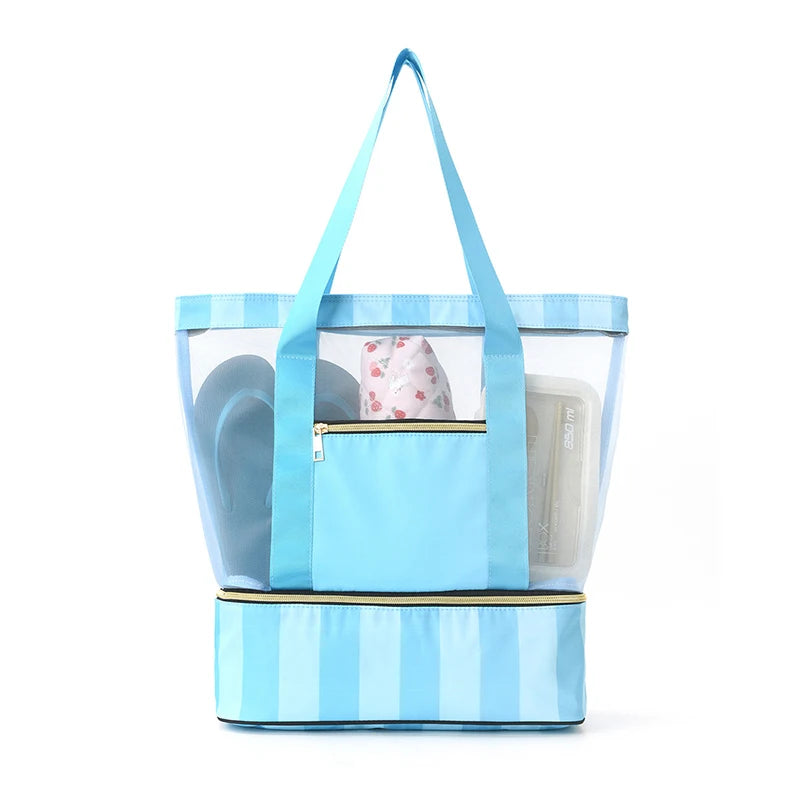 20-35l oxford clear mesh swimming bag with shoe compartment and tote - product image