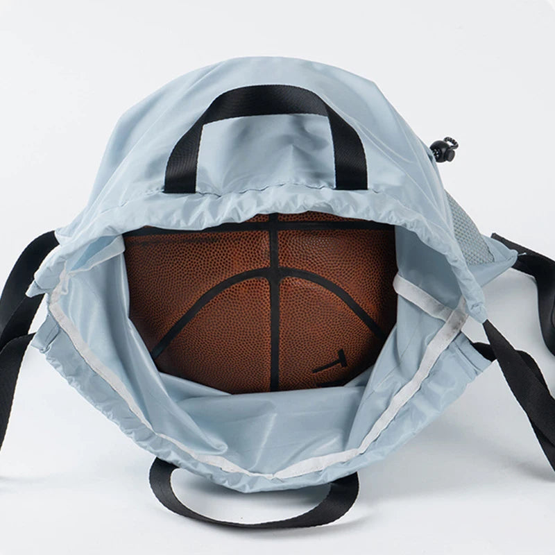 20-35l oxford mesh swim drawstring backpack with wet/dry and shoe pockets - product image