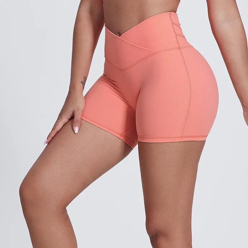 Sculpt peach cross strappy padded front twist yoga bra with quick dry nylon spandex - product image
