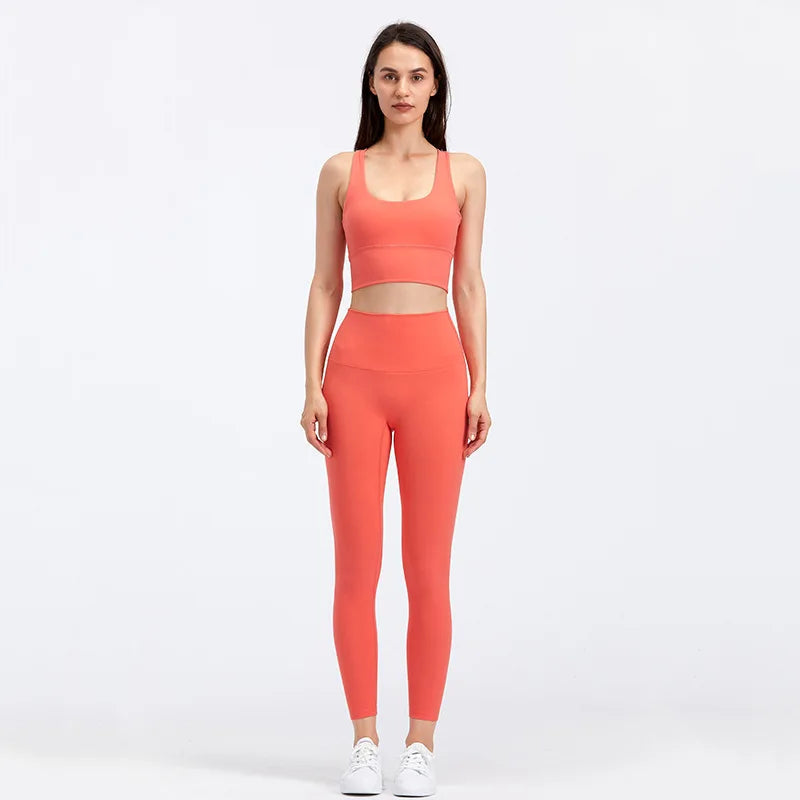 Sculpt peach cross strappy padded front twist yoga bra with quick dry nylon spandex - product image