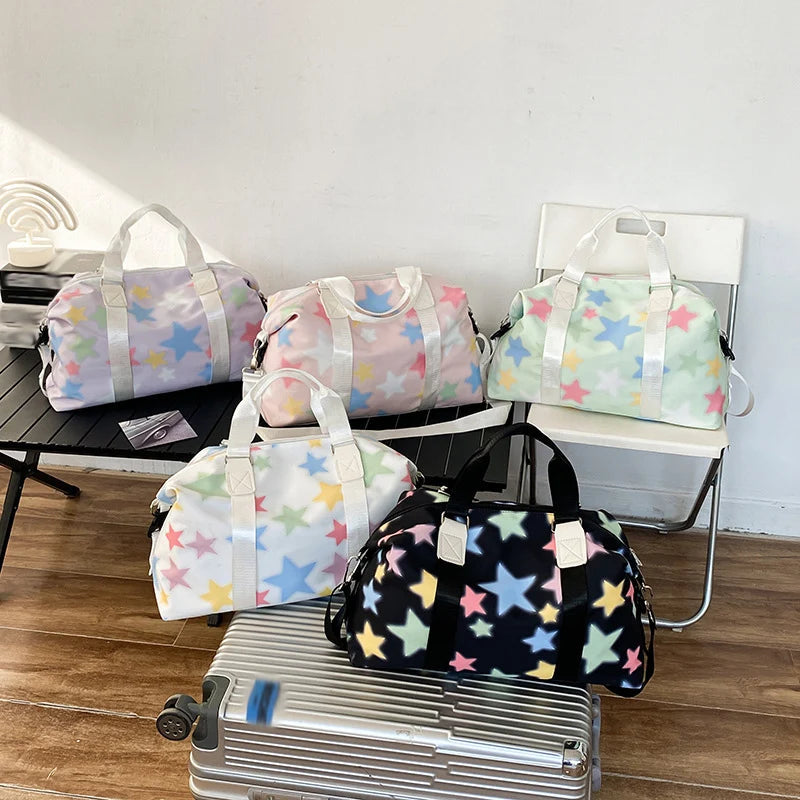 36-55l oxford star print wet/dry separation gym yoga fitness duffel - product image