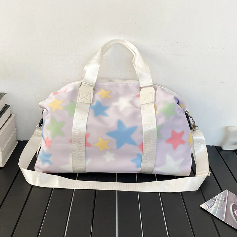 36-55l oxford star print wet/dry separation gym yoga fitness duffel - product image