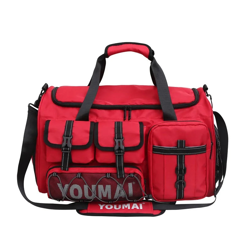 36-55l waterproof nylon gym bag with dry/wet separation and shoe pocket - product image