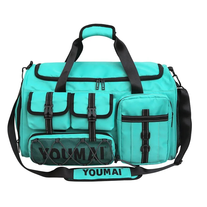 36-55l waterproof nylon gym bag with dry/wet separation and shoe pocket - product image