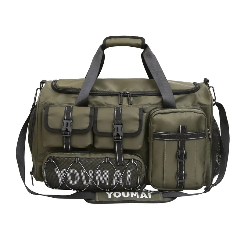 36-55l waterproof nylon gym bag with dry/wet separation and shoe pocket - product image