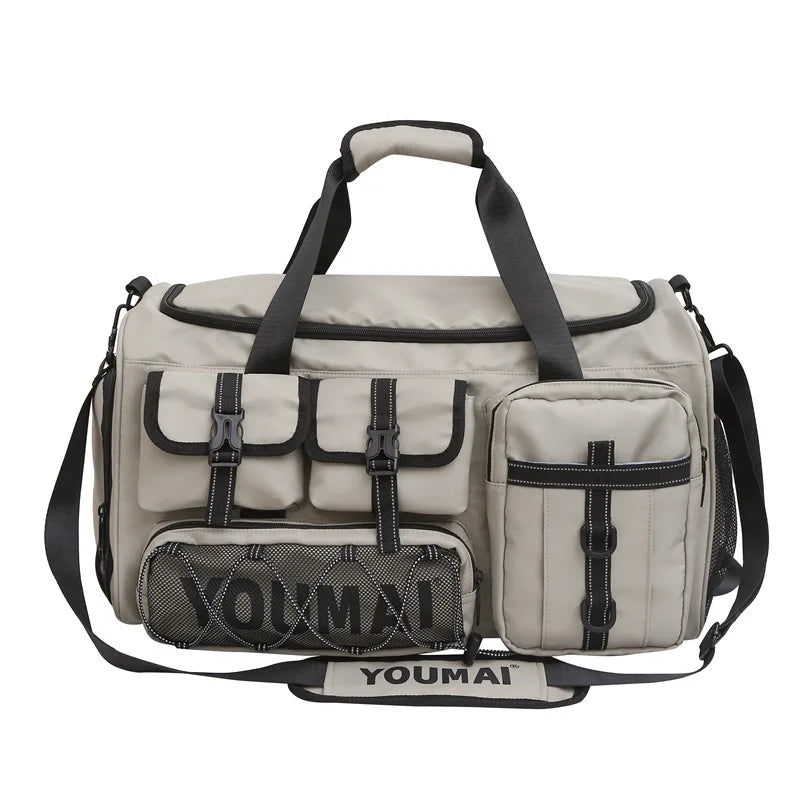 36-55l waterproof nylon gym bag with dry/wet separation and shoe pocket - product image