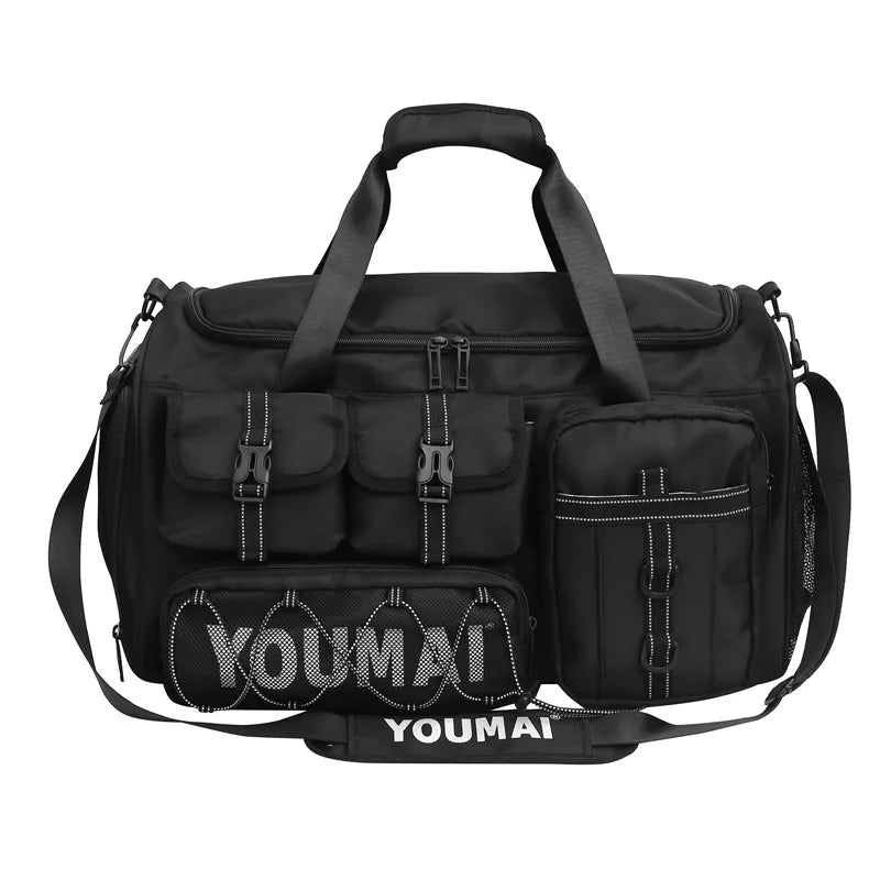 36-55l waterproof nylon gym bag with dry/wet separation and shoe pocket - product image