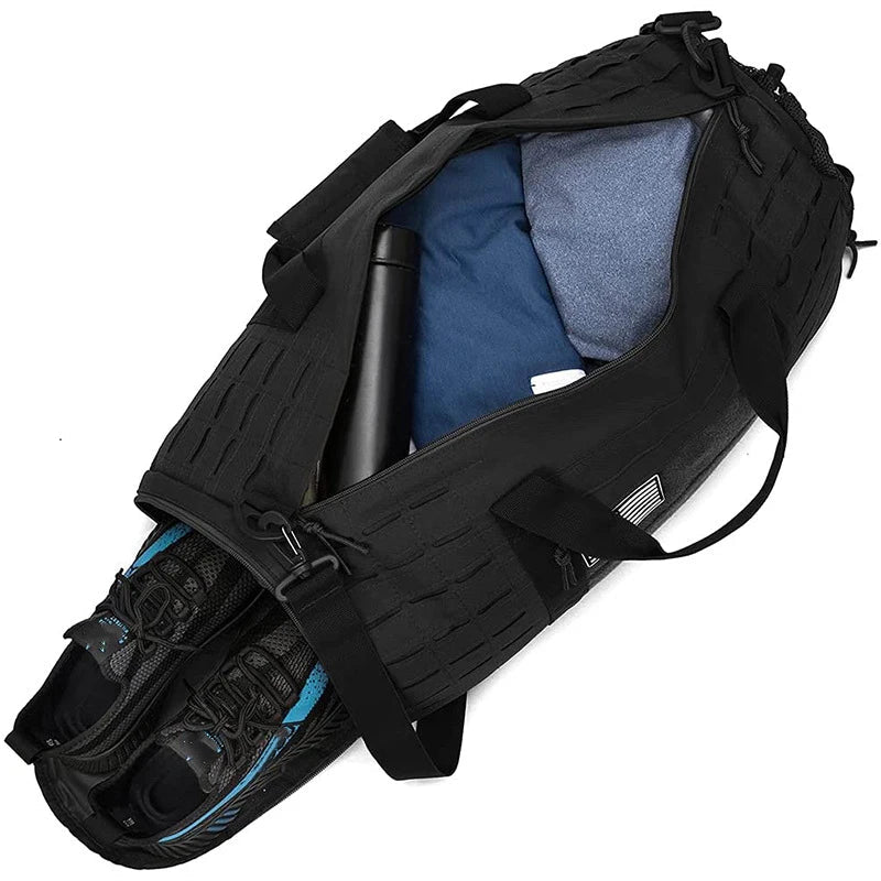 36-55l waterproof oxford tactical gym duffel bag with shoe compartment - product image