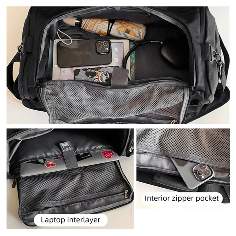56-75l nylon large fitness bag with dry wet separation and shoe pocket - product image