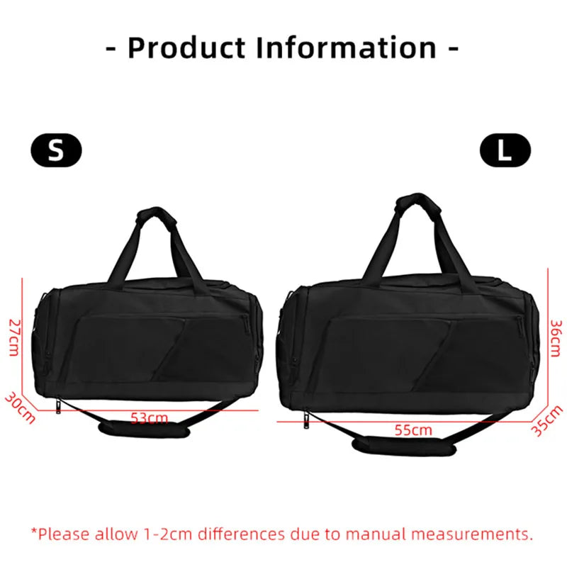 56-75l nylon large fitness bag with dry wet separation and shoe pocket - product image