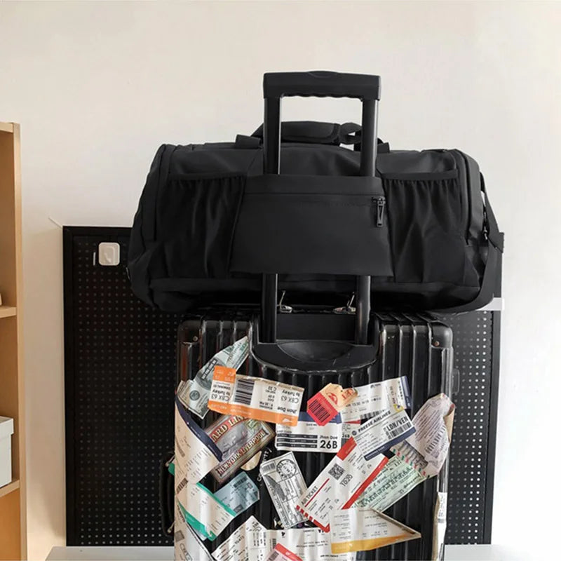 56-75l nylon large fitness bag with dry wet separation and shoe pocket - product image