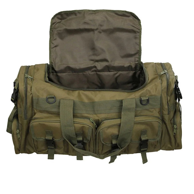 60l nylon tactical camping travel bag with shoulder straps camo colors - product image