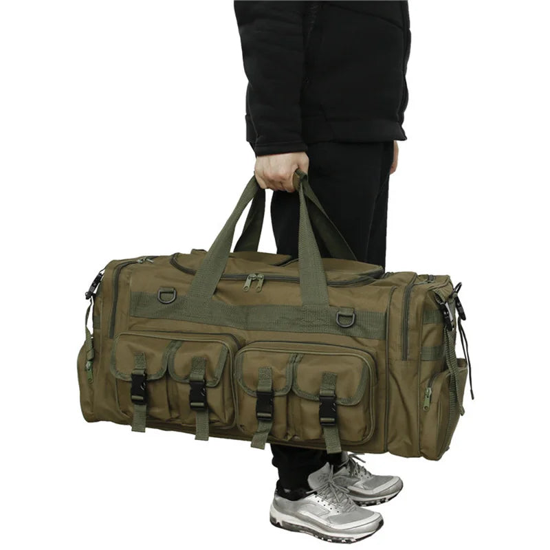 60l nylon tactical camping travel bag with shoulder straps camo colors - product image