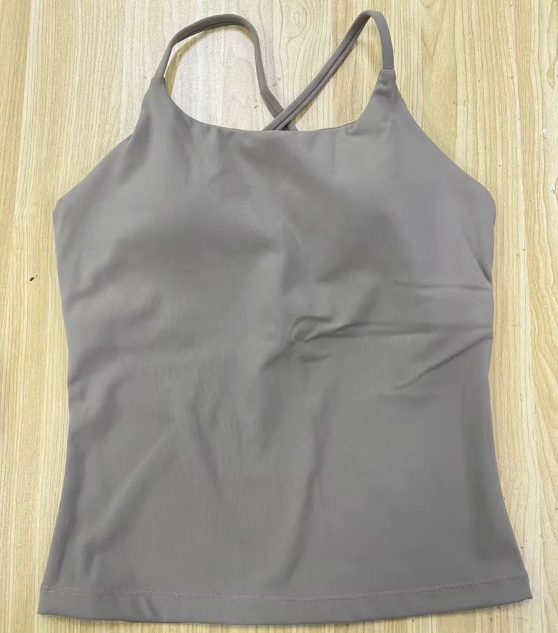 Sculpt peach cross strappy padded front twist yoga bra with quick dry nylon spandex - product image