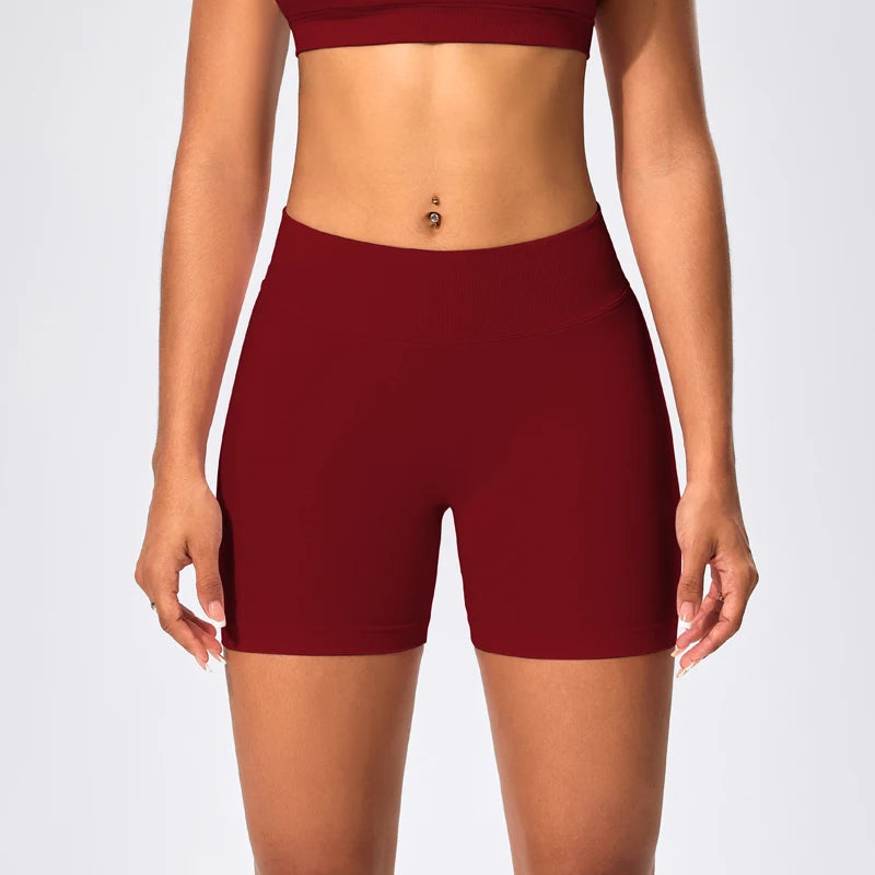 Anti-tear knit nylon high waist scrunch booty yoga shorts - product image