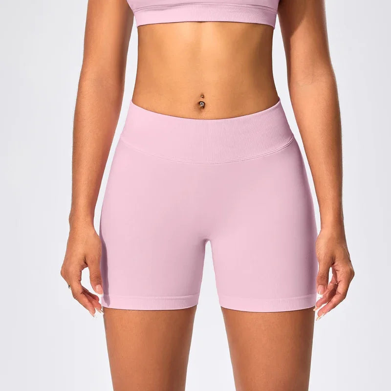 Anti-tear knit nylon high waist scrunch booty yoga shorts - product image