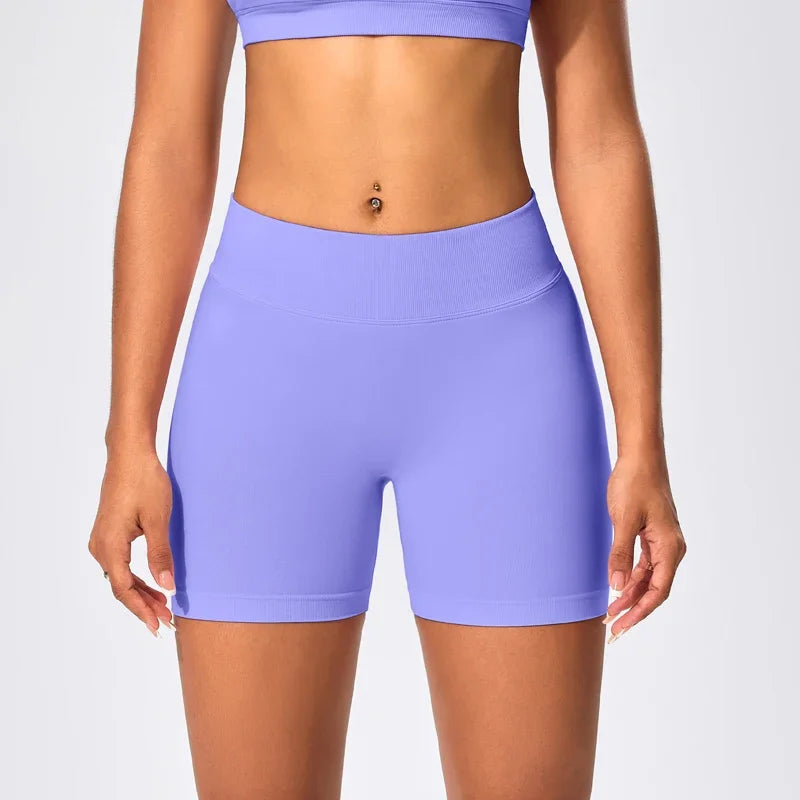 Anti-tear knit nylon high waist scrunch booty yoga shorts - product image