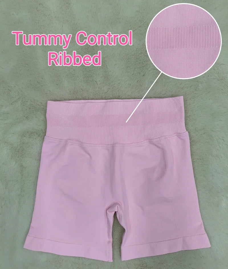 Anti-tear knit nylon high waist scrunch booty yoga shorts - product image