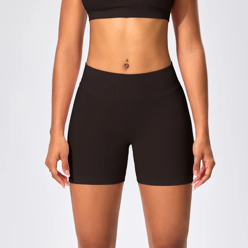 Anti-tear knit nylon high waist scrunch booty yoga shorts - product image