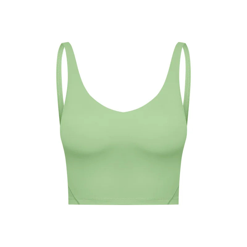 Classic v neck slim fit padded longline sports tank top breathable nylon spandex - product image