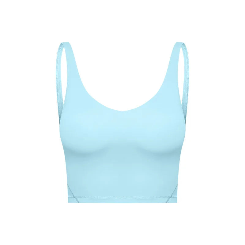 Classic v neck slim fit padded longline sports tank top breathable nylon spandex - product image