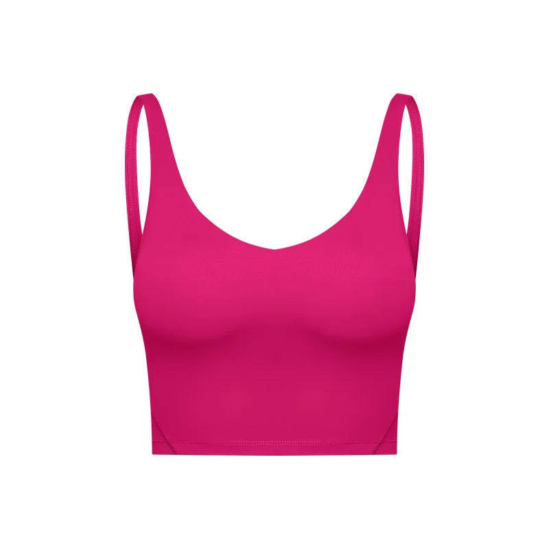 Classic v neck slim fit padded longline sports tank top breathable nylon spandex - product image