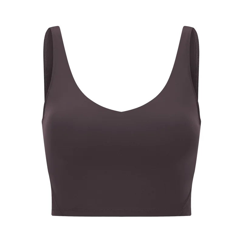 Classic v neck slim fit padded longline sports tank top breathable nylon spandex - product image