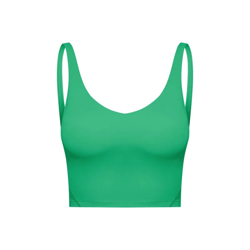 Classic v neck slim fit padded longline sports tank top breathable nylon spandex - product image