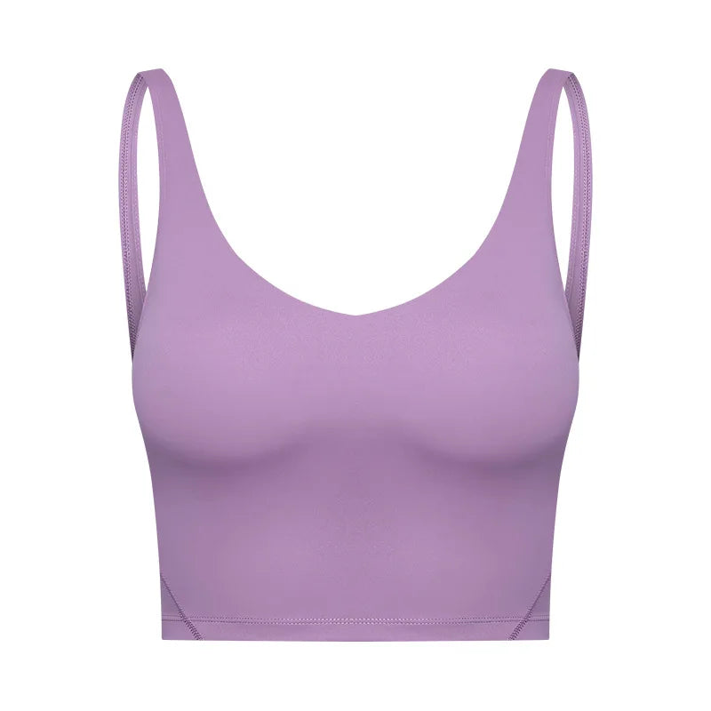 Classic v neck slim fit padded longline sports tank top breathable nylon spandex - product image