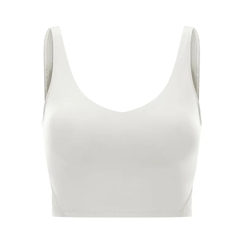Classic v neck slim fit padded longline sports tank top breathable nylon spandex - product image