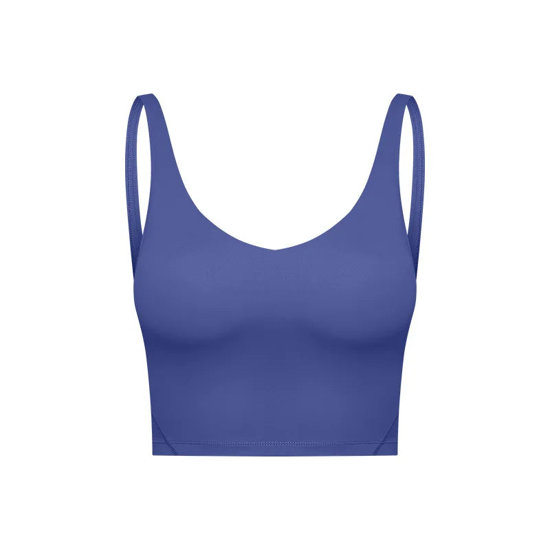 Classic v neck slim fit padded longline sports tank top breathable nylon spandex - product image