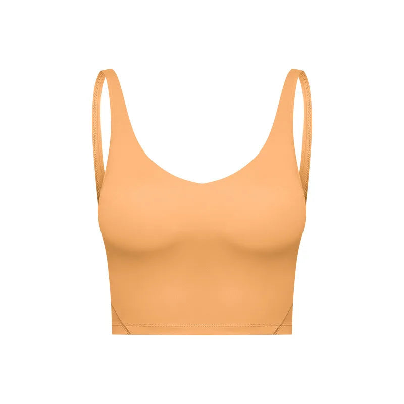 Classic v neck slim fit padded longline sports tank top breathable nylon spandex - product image