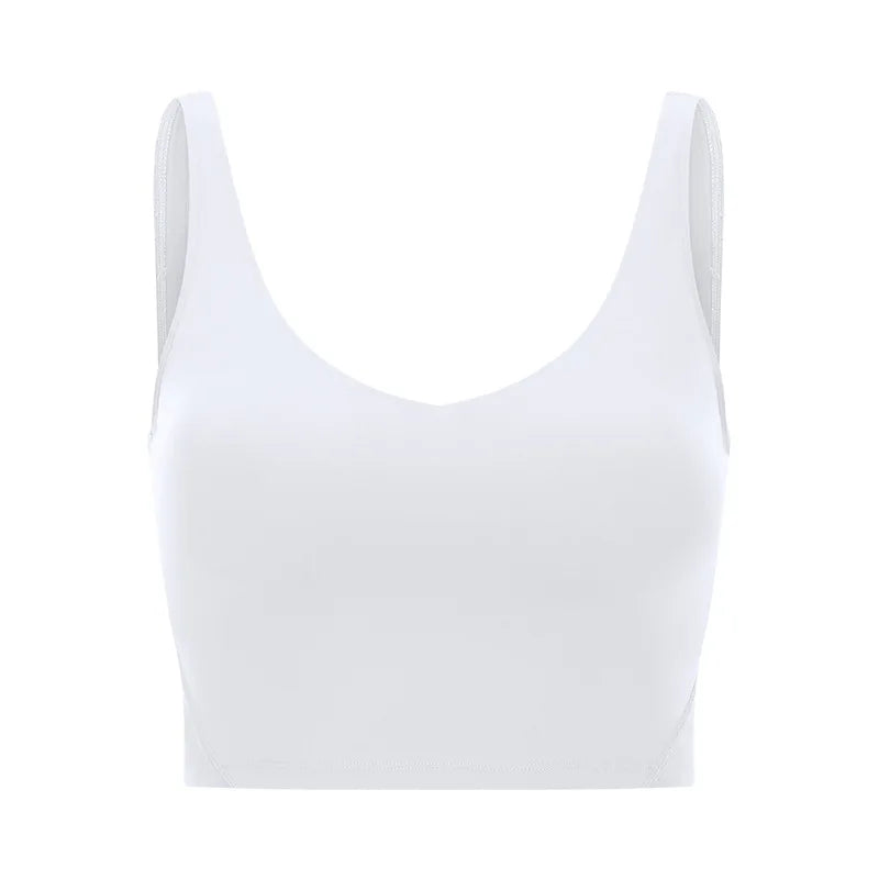 Classic v neck slim fit padded longline sports tank top breathable nylon spandex - product image
