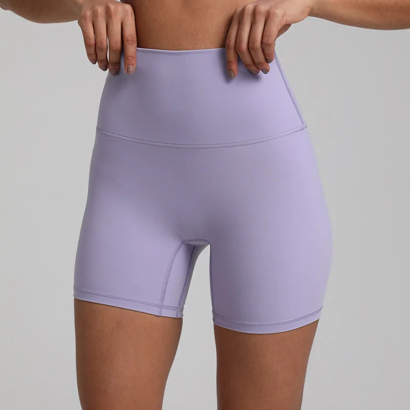 High waist nylon spandex knit biker shorts with no pocket and multiple colors - product image