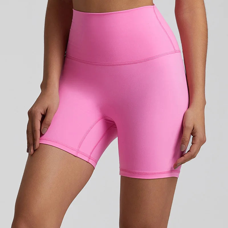 High waist nylon spandex knit biker shorts with no pocket and multiple colors - product image