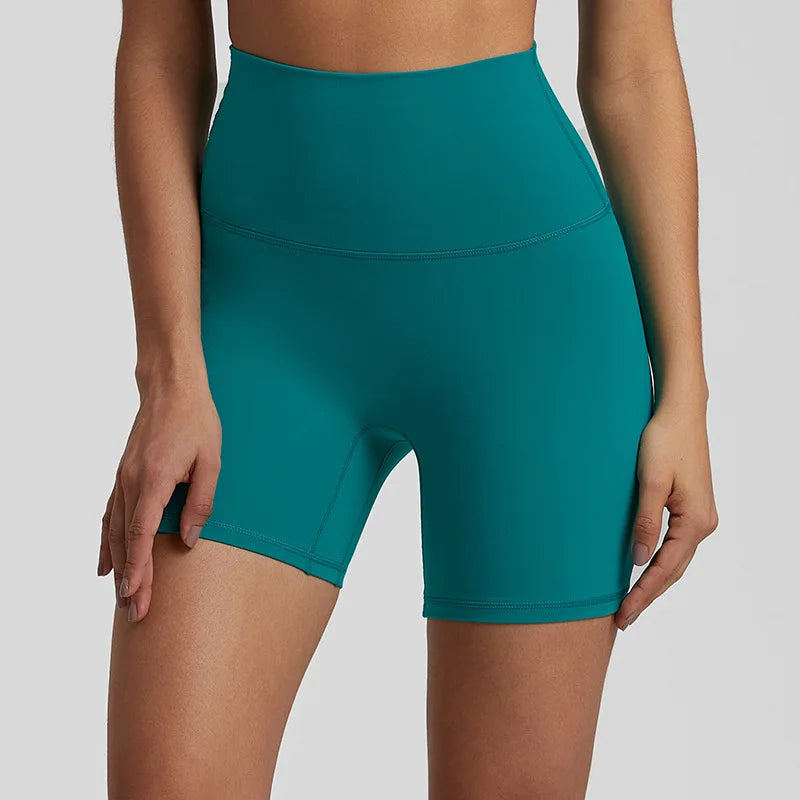 High waist nylon spandex knit biker shorts with no pocket and multiple colors - product image