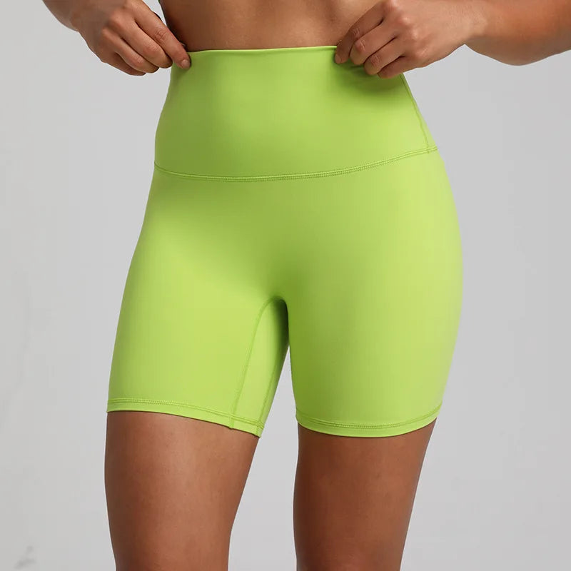 High waist nylon spandex knit biker shorts with no pocket and multiple colors - product image