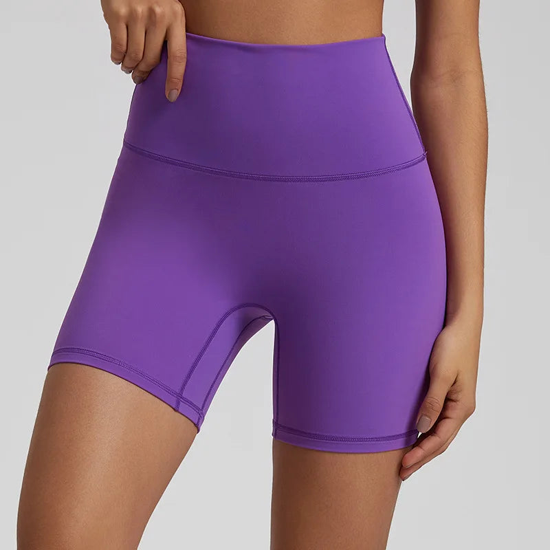 High waist nylon spandex knit biker shorts with no pocket and multiple colors - product image