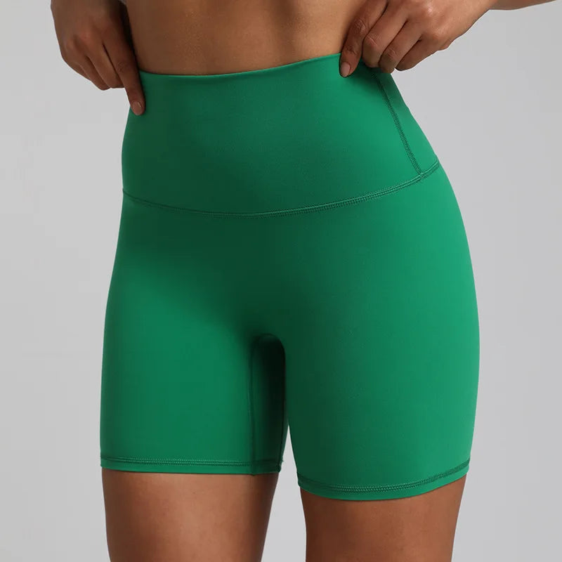 High waist nylon spandex knit biker shorts with no pocket and multiple colors - product image