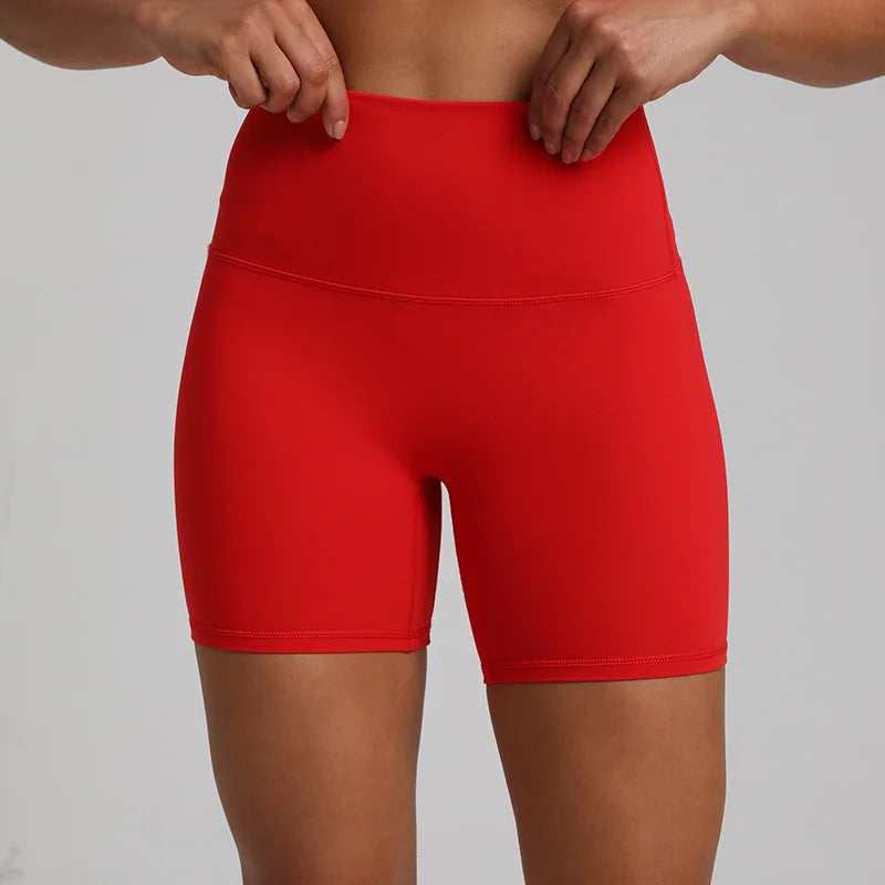 High waist nylon spandex knit biker shorts with no pocket and multiple colors - product image