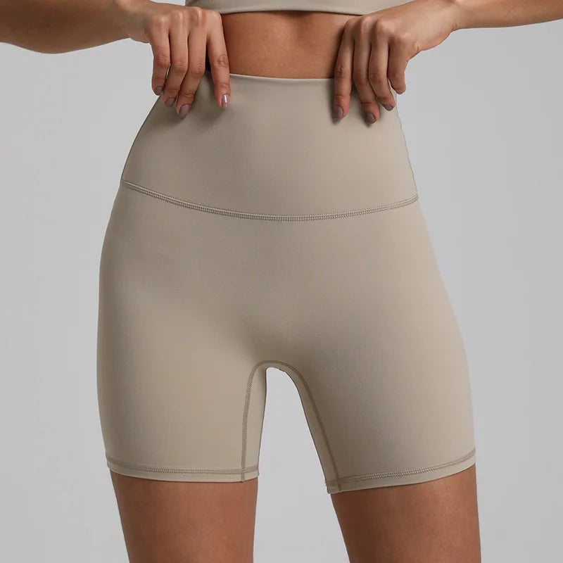 High waist nylon spandex knit biker shorts with no pocket and multiple colors - product image