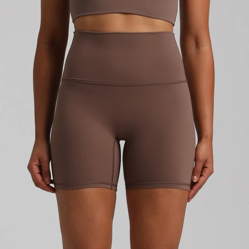 High waist nylon spandex knit biker shorts with no pocket and multiple colors - product image
