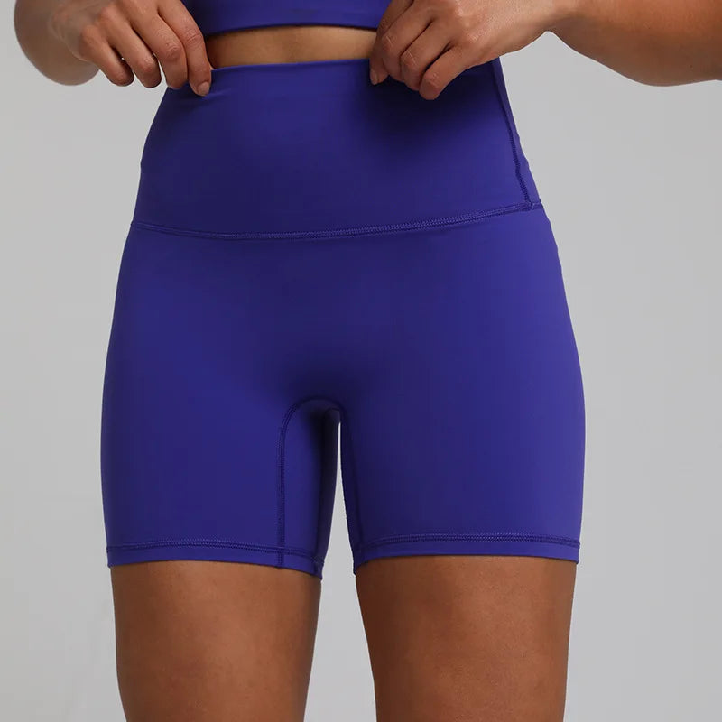 High waist nylon spandex knit biker shorts with no pocket and multiple colors - product image