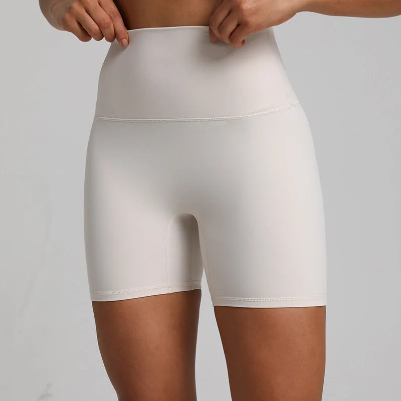 High waist nylon spandex knit biker shorts with no pocket and multiple colors - product image