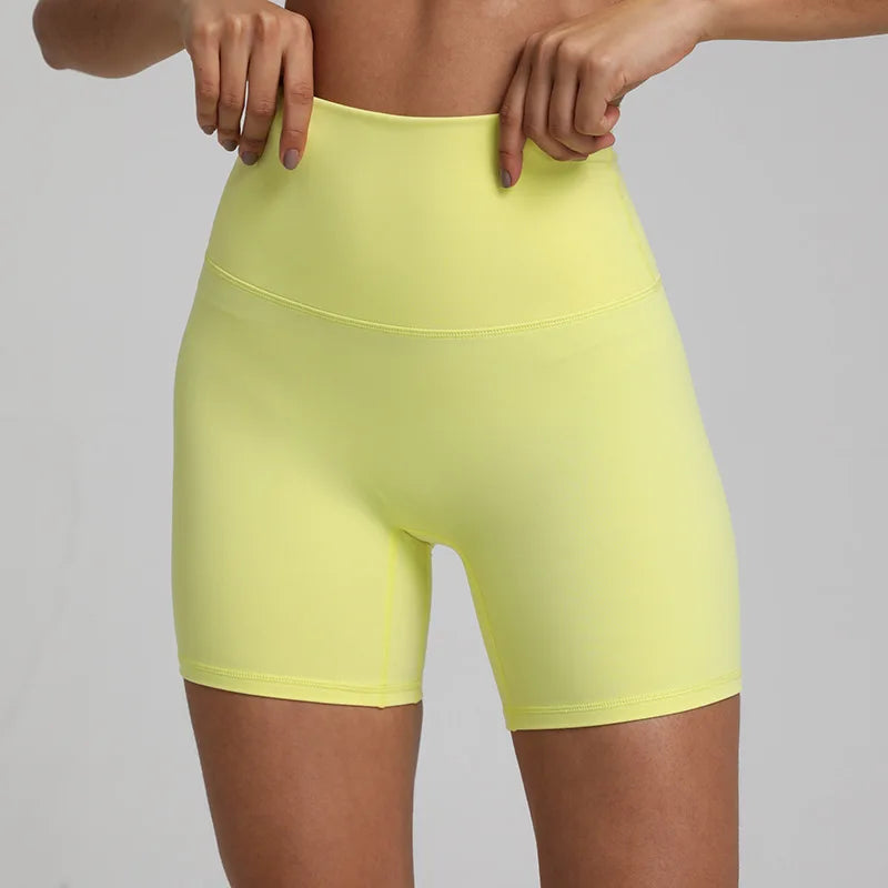 High waist nylon spandex knit biker shorts with no pocket and multiple colors - product image