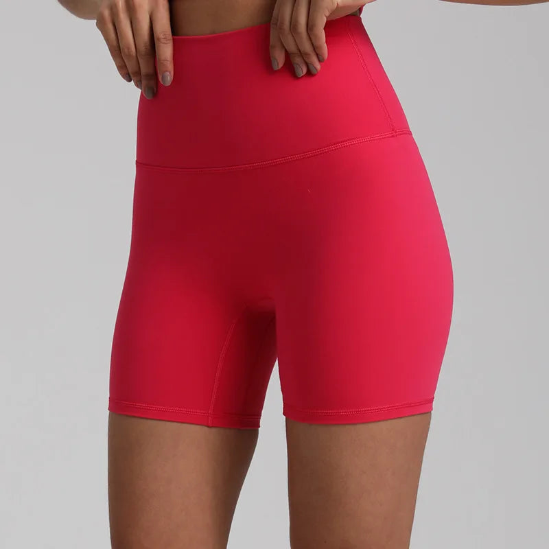 High waist nylon spandex knit biker shorts with no pocket and multiple colors - product image