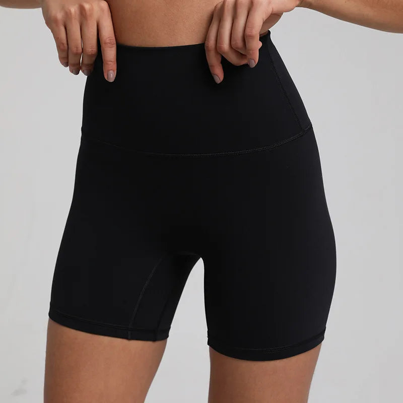 High waist nylon spandex knit biker shorts with no pocket and multiple colors - product image