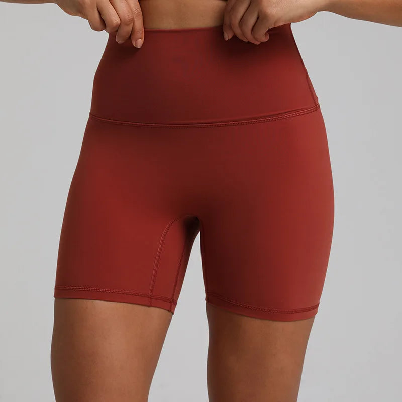 High waist nylon spandex knit biker shorts with no pocket and multiple colors - product image