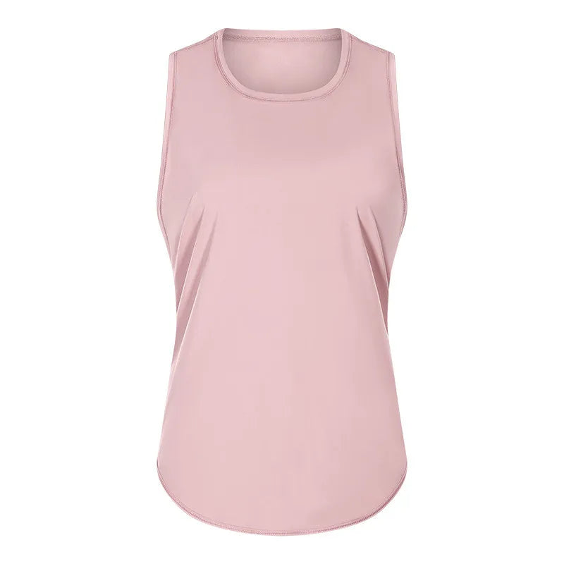 Knit nylon women's back mesh patchwork loose fit breathable yoga fitness vest - product image